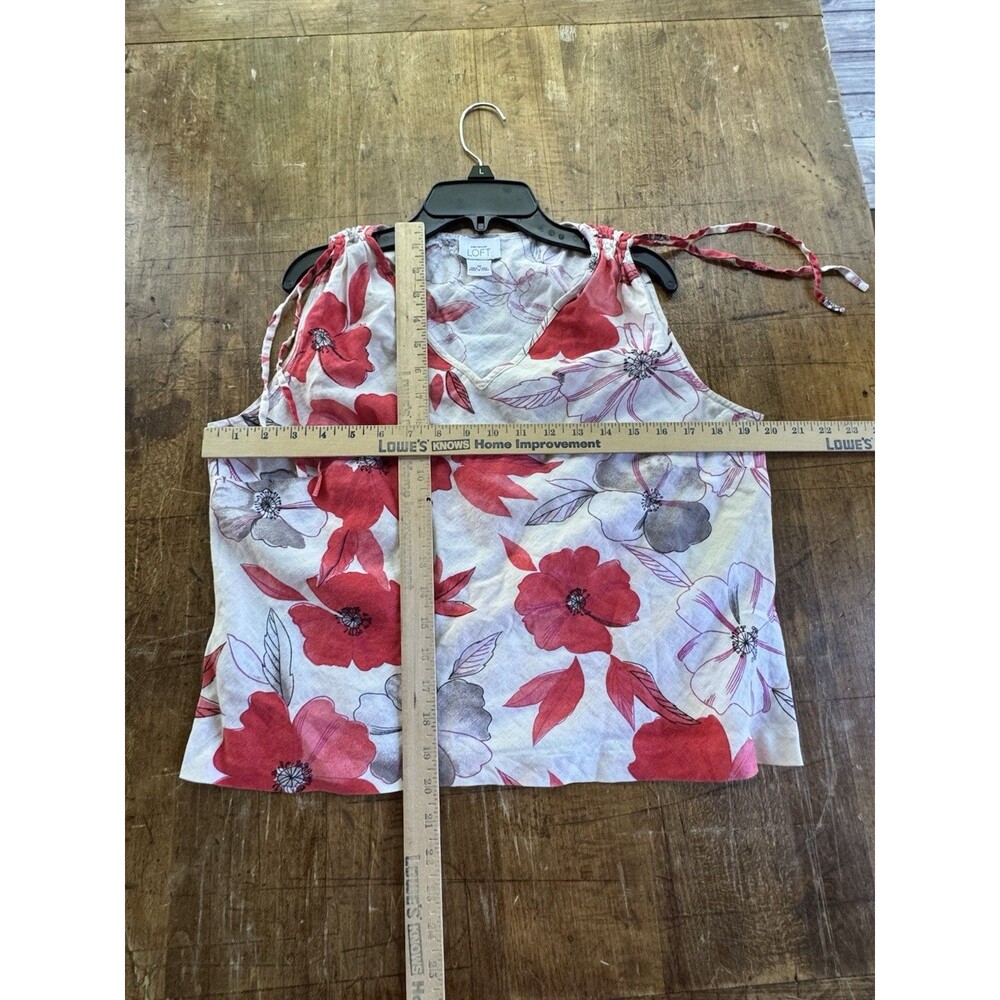 Loft Tank Top Blouse Floral Linen Blend Womens Size 12 Multicolor Sleeveless - Picture 6 of 6